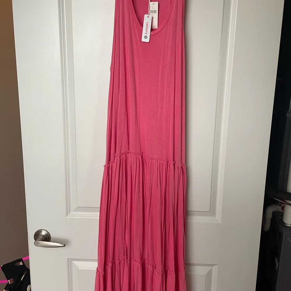 NWT Sundry Drop Waist Tiered Midi Dress - Picture 2 of 7